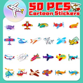 AUCEKO Pack of 50 Plane Stickers Pack Tarpaulin Sticker Set Waterproof Vinyl Sticker for Laptop Children Cars Motorcycle Bicycle Skateboard Luggage Suitcase Computer Sticker Graffiti Decal