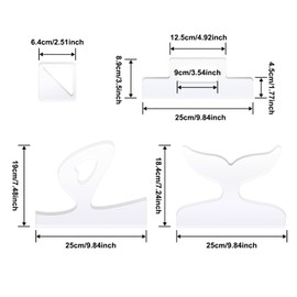 LYMOI 4 Pcs Router Templates for Woodworking, Acrylic Charcuterie Board Handles Template, Clear Cutting Board Template, Angled Curvy Tracing Stencils Guide Tools for Kitchen (Mermaid Style)