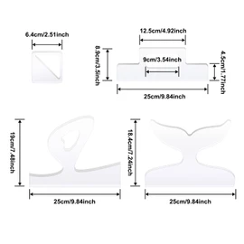 LYMOI 4 Pcs Router Templates for Woodworking, Acrylic Charcuterie Board Handles Template, Clear Cutting Board Template, Angled Curvy Tracing Stencils Guide Tools for Kitchen (Mermaid Style)