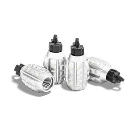 Aluminum Valve Stem Caps, 4 Pcs Creative Styling Car Wheel Tire Valve Caps for Car Truck Motorcycle Bike (White)