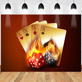Casino Backdrop for Photography Dice Flame Playing 4A Cards Casino Background Casino Party Backdrop Decoration Props MEETSIOY 7x5ft LSMT888