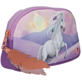 Depesche 11724 Miss Melody Violet Dreams Cosmetic Bag with Dreamlike Horse Motif Purple Pencil Case with Zip Approx. 11 x 22 cm