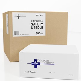 Safety Needle (23G x 1 inch) - Individually Wrapped Case Pack of 600