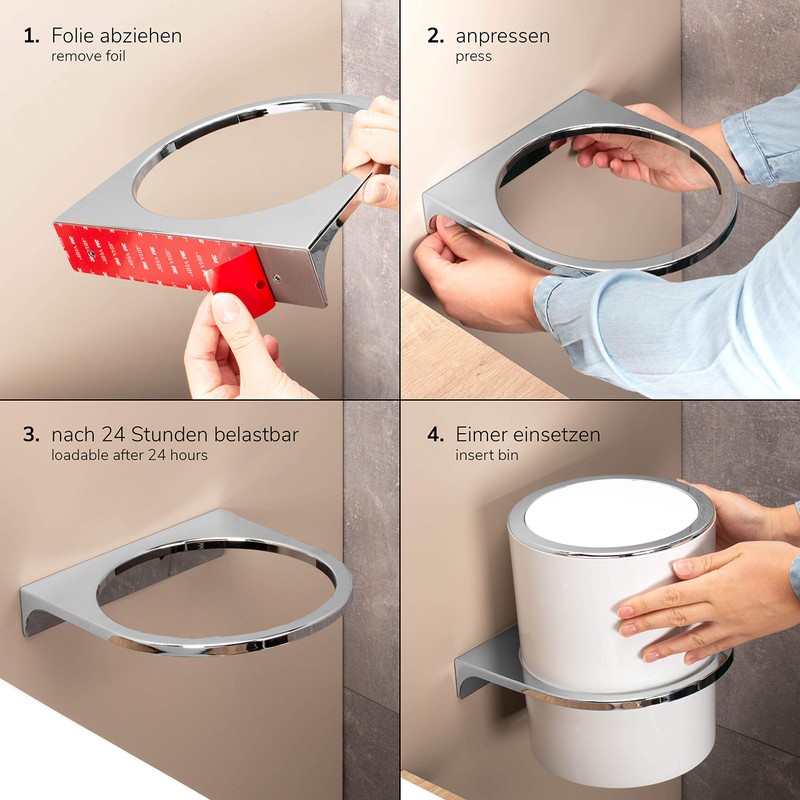 bremermann Savona cosmetic bin incl. wall mount with swing lid,