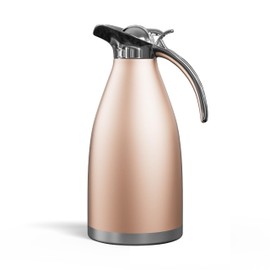 KILAY Coffee Carafe 68oz/2L Hot Water Dispenser, Insulated Stainless Steel Double Walled Vacuum Flask, 12 Hour Hot Beverage Dispenser, Coffee Pitcher Pot for Keeping Hot Chocolate Water Tea (Gold)