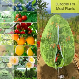Fruit Tree Netting, RIFNY 3.3 x 2.6 FT Blueberry Bush Netting Cover with Zipper Drawstring, Outdoor Mosquito Net Garden Netting Cover Protector Plant from Birds Cicadas Animals Insect (2 PCS, Green)