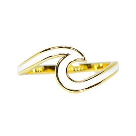 Pura Vida Gold Plated Enamel Wave Ring - .925 Sterling Silver, Brass Base Band - Size 9