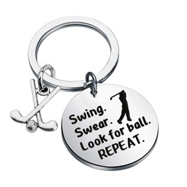 WSNANG Golf Keychain Swing Swear Look for Ball Repeat Keychain Golf Jewelry Gift for Golf Lover Golf Club Golf Coach (Golf Keychain)