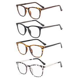 Eyekepper 4 Pack Reading Glasses - Retro Design Reader Eyeglasses for Men Women Reading +3.00