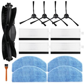 13 Pc Accessories Kit Compatible with Tikom G8000/G8000 Pro Robot Vacuum Cleaner, Replacement Parts Including 1 Main Roller, 4 Side Brush, 4 Hepa Filter, 4 Mop Cloths(not fits for G8000 Max)