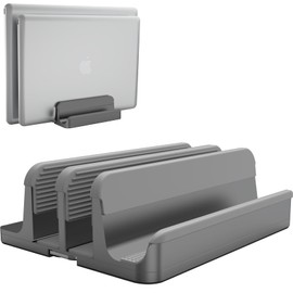 Geecol Vertical Laptop Double Stand for MacBook Pro Air Mini Clamshell Mode & All Notepc, Vertical Laptop Stand, PC Stand, Vertical Placement, 2-Device Capacity, Adjustable Holder Width, Aluminum