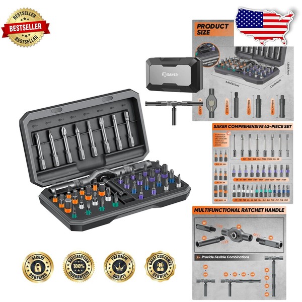 Ergonomic 42-in-1 Screwdriver Set with Magnetic Bits - Perfect for