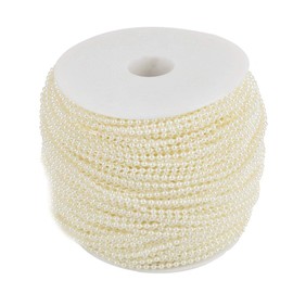 Cuentas de Perlas Marfil de 3mm, Cadena de Perlas Artificial de 100m/Rollo - Decoraciones de Fiesta y Bricolaje