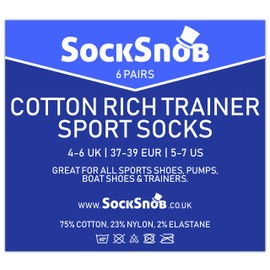 Sock Snob - 6 Pack Mens Cotton Ankle Low Cut Short Quarter Gym/Trainer Socks (12-14 UK, Grey)