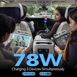 Acegoo 78W 12V USB Outlet, Dual 30W PD3.0 Type-C & 18W QC3.0 Aluminum Car Charger Socket, Multi Port Fast Charging Replacement Socket Accessories for RV Camper Trailer Truck Boat (1 Pcs)