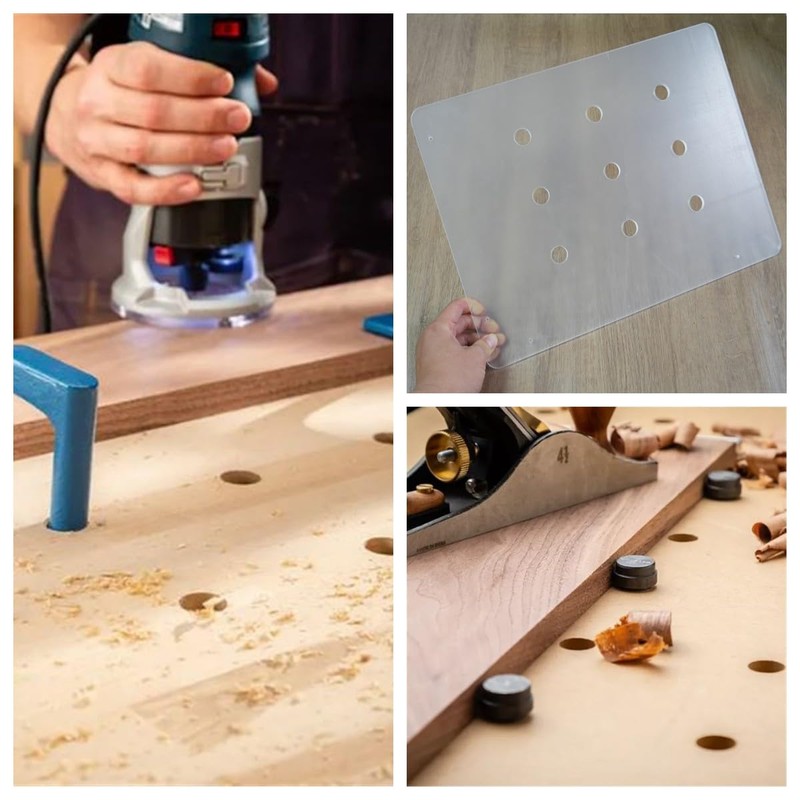 Colini 16 * 12''Transparent Acrylic Dog Hole Router Template Jig