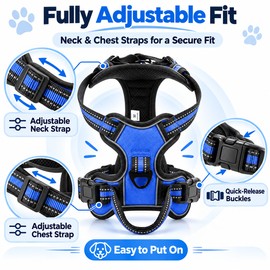 Adjustable Reflective Dog Harness for Daily Walks – Soft Breathable Nylon No-Pull Vest for Small to Large Dogs