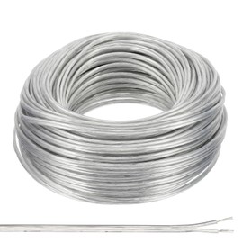 PATIKIL 98.4Ft 20/2 PVC Covered Copper Wire, 300V Soft Speaker Wire Insulated Heat Resistant Electronical Flexible Cable for LED Light Strip Audio Speaker Sound System, Clear, UL Listed