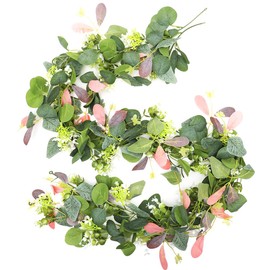 2 Stück Eukalyptus blumengirlande deko, 1,8m Eukalyptus Deko Blumengirlande Tischgirlande Girlande frühling Künstliche Pflanze Hängepflanze für Hochzeitsstrauß, Blume, Heimdekoration