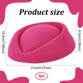 FINGERINSPIRE Stewardess Pillbox Hat 8.3X.7.7Inch Fuchsia Fascinator Base Cap Imitation Wool Air Hostesses Pillbox Hat Cocktail Fascinator Base for Ladies Stage Cosplay Costume Accessories