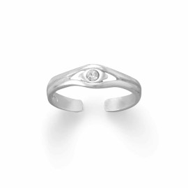 Unbranded Sterling Silver Polished Crystal Toe Ring
