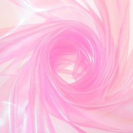 sourcing map Iridescent Sheer Organza Fabric, 10 Yards x 59 Inches Solid Laser Holographic Shiny Fabric Organza Cloth for Wedding, Curtains, Costume, Photography Background, Dark Pink