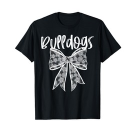 Bulldogs Coquette Aesthetic Girly Team Mascot Lace Bow T-Shirt
