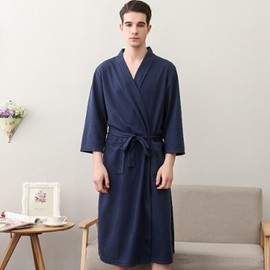 Premium Summer Shower Robe Free Size Luxury Hotel Cool Waffle Bath Couple Sleep pajamas gray 3ea