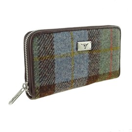 Glen Appin of Scotland Harris Tweed Staffa Long Zip Purse for Women (Col015 MacLeod Tartan)