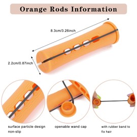 Riseety Cold Wave Perm Rods For Long Hair,40PCS Orange Plastic Curling Rods For Short & Natural Hair,DIY Perming Rods For HairStyling(Orange 40Pcs)