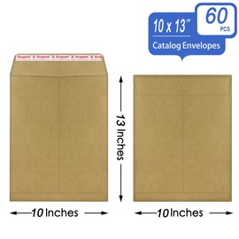 Xxcxpark 60 PCS 10x13 inches Security Catalog Envelopes Printable Self Seal Envelopes, Anti Tear Recycled Kraft Envelopes for Invitation Cards, Pictures, Photos, Documents