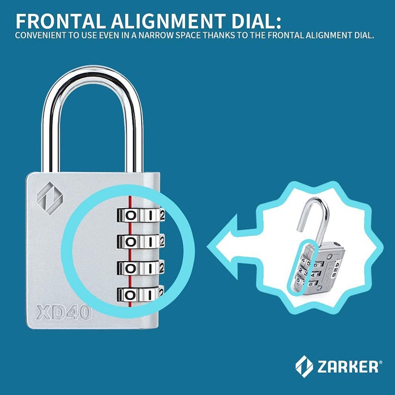 [ZARKER XD40] Heavy Duty Outdoor 4-Digit Combination Padlock for Locker,