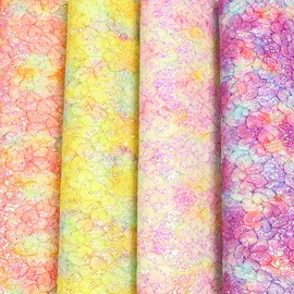 Yuanchuan Rainbow Glitter Leather Faux Leather Sheets, 12 x 8.3(21X30 cm) A4, 7PCS Different Valentine's Day Love Lace series Texture Synthetic Fabric, Good for DIY Craft Earring Bows Wallets