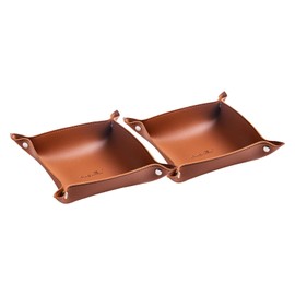 SANQIANWAN Leather Jewelry Valet Tray for Women and Man, Entryway Table Bedside Nightstand Desk Portable Small Catchall Travel Dish Plate for Key,Wallet,Watch,Coin(Grey White-B)