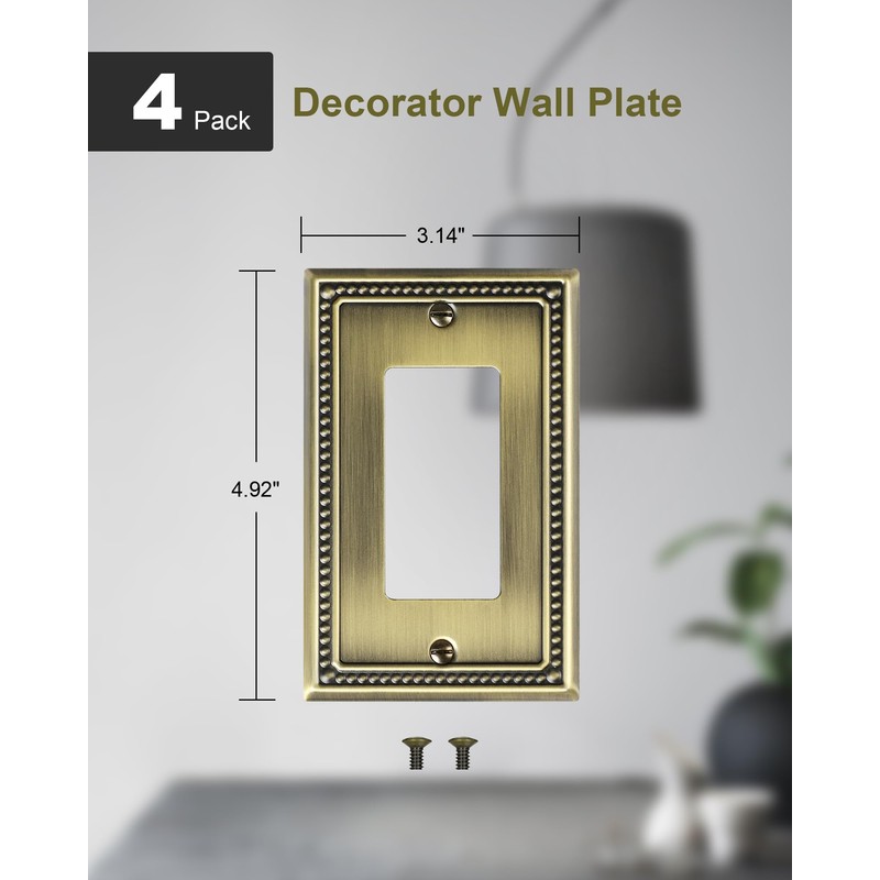 TREEWELL 4-Pack Decorator Outlet Cover Plate, Decorative Switch Plates and