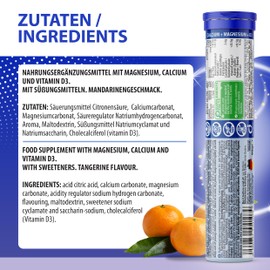 EVÄM Calcium Magnesium D3 Brausetabletten I Geschmack Mandarine I 5x 15 Stück I Nahrungsergänzungsmittel zur Unterstützung von Knochen und Muskeln I für Vegetarier geeignet I Made in Germany