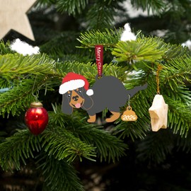 Pet Dachshund Dog Christmas Ornaments Funny Dog Ornaments for Christmas Tree Wood Laser Engraved Christmas Ornaments 2024 (Dachshund Dog)