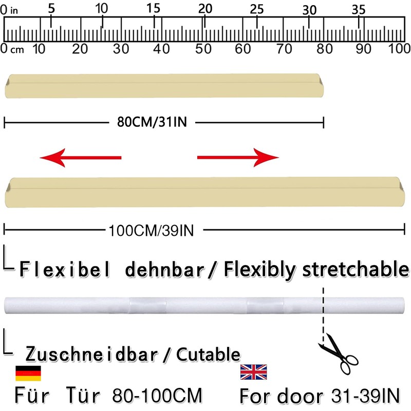 BKSAI Door Draft Stopper for Doors 31-39" No Adhesive Draft