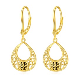 NIFUNAO Gold Plated Black Onyx Stone Filigree Drop Dangle Earrings Sterling Silver Black Tourmaline Leverback Earrings Jewelry Gifts for Women, Sterling Silver, black onyx