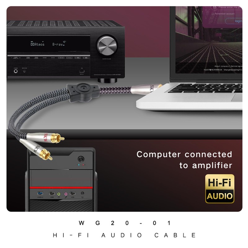 SKW High End 3.5 mm Jack to RCA Cable, Copper