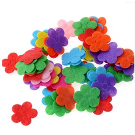 200PCS Multicolor Fabric Embellishments Felt Pads Appliques for DIY Craft Decoration and Sewing Handcraft (5 Petal Flowers)