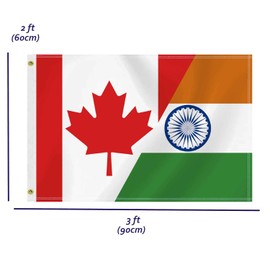 2×3 FT india Canada Friendship Flag,Medium 60×90 CM indian Canadian Outdoor Banner,100D Decor,Doube Side Printing For Patio Garden With Brass Gromment