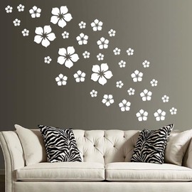 Arawat 2 Set 3D Flower Wall Decor Flower Mirror Wall Stickers Acrylic Mirror Wall Art 3D Mirror Wall Decor Peel and Stick Mirror Silver Wall Decor for Living Room Wall Decor for Living Room
