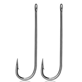 9KM DWLIFE Aberdeen Fishing Hooks 50Pcs Long Shank Barbed Hook/Closed Eye/Inline/Light Wire Freshwater Saltwater for Crap Trout Bass (Size 2#)