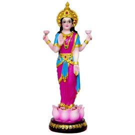 Krishna Culture Sweet Laxmi Statue 9" Hindu Goddess of Fortune Laksmi Idol Golu Doll