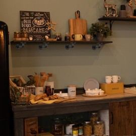 KBPNO 4 Pack Pipe Shelf Bracket, Black L Custom Pipe Floating Shelf Bracket, Wall Mount Shelf Brackets for Vintage DIY, Bathroom, Vintage Style Clothes Hook Hanger