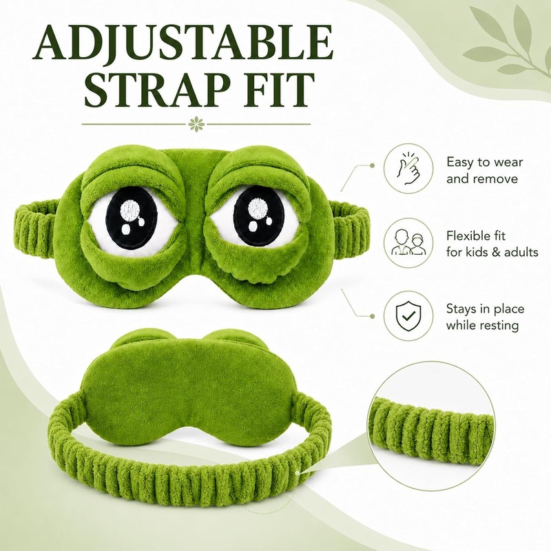 3D Frog Sleep Mask, Funny Cute Frog Eye Mask, Soft