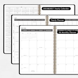 KAICN Calendar Planner 2025-2027, 36-Month, Monthly Planner January 2025-December 2027, 8.5“ x 11”, Rigid PVC Cover, Spiral Bound, Calendar Planner for Office, School, and Home（Black）