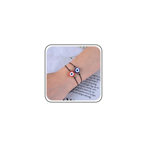 Inateannal Boho Layered Evil Eye Bracelet Adjustable Evil Black String