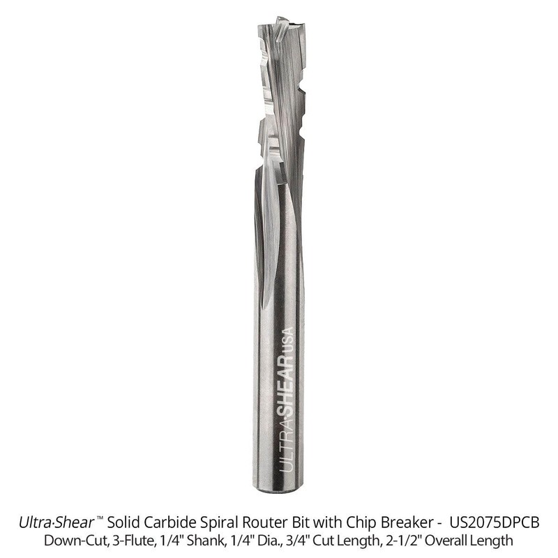 Ultra-Shear Phenolic Chip Breaker Router Bit, Super-C Solid Carbide, 3-Flute,